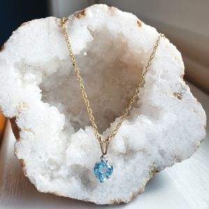 Blue crystal heart necklace